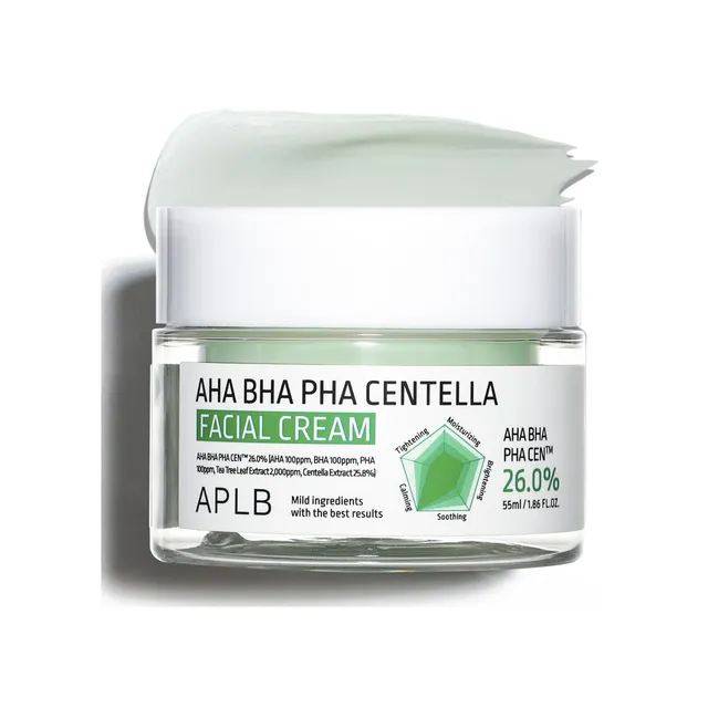 APLB-AHA-BHA-PHA-Centella-Facial-Cream-55mlGlowBD APLB AHA BHA PHA Centella Facial Cream 55ml - Image 1