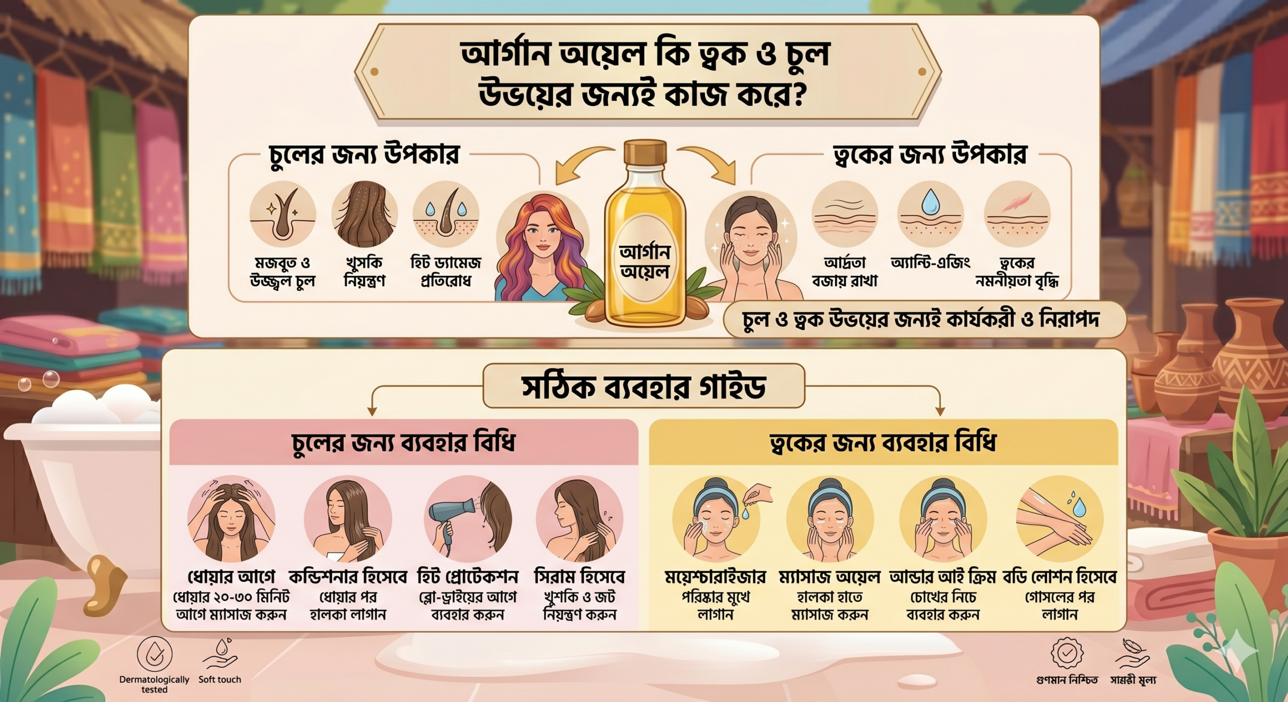 আর্গান অয়েল কি ত্বক ও চুল উভয়ের জন্যই কাজ করে