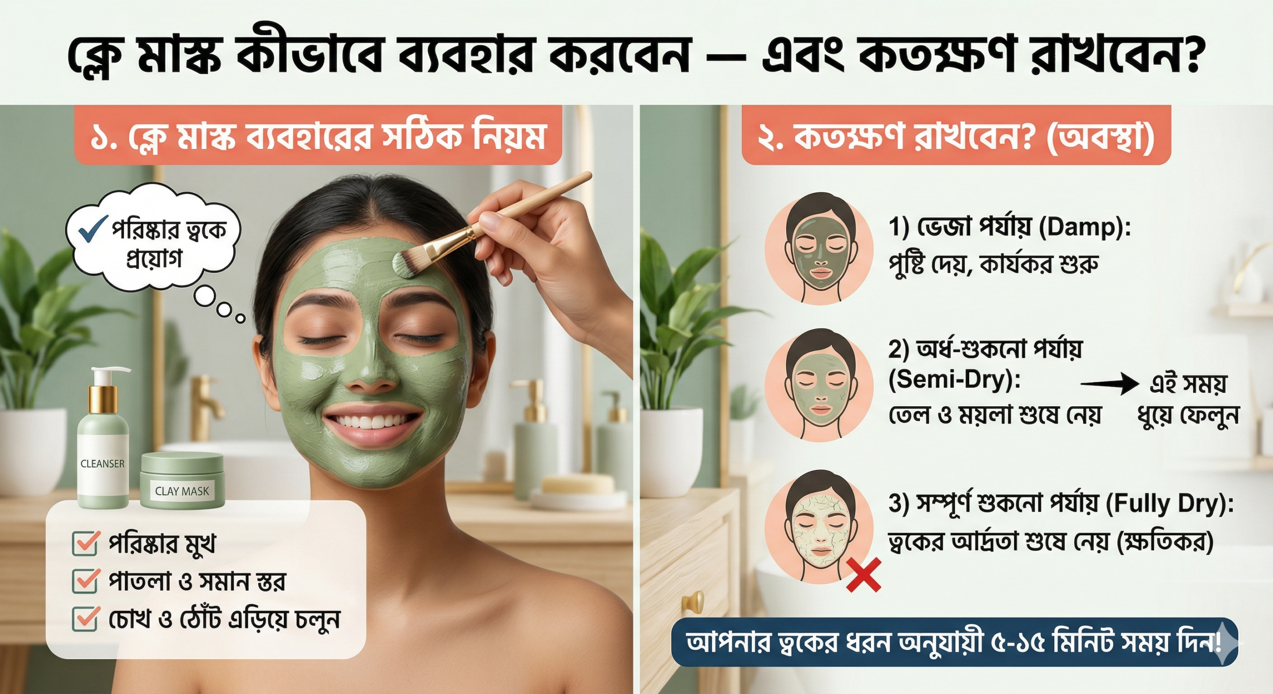 ক্লে মাস্ক সঠিক ব্যবহারের নিয়ম