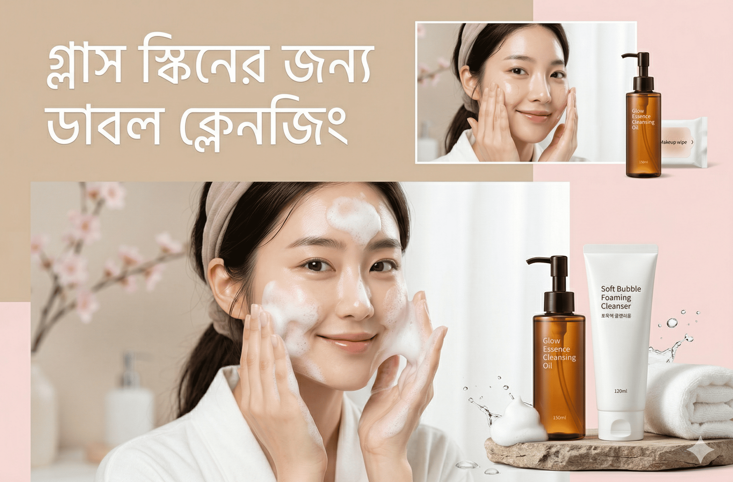 গ্লাস স্কিনের জন্য ডাবল ক্লেনজিং