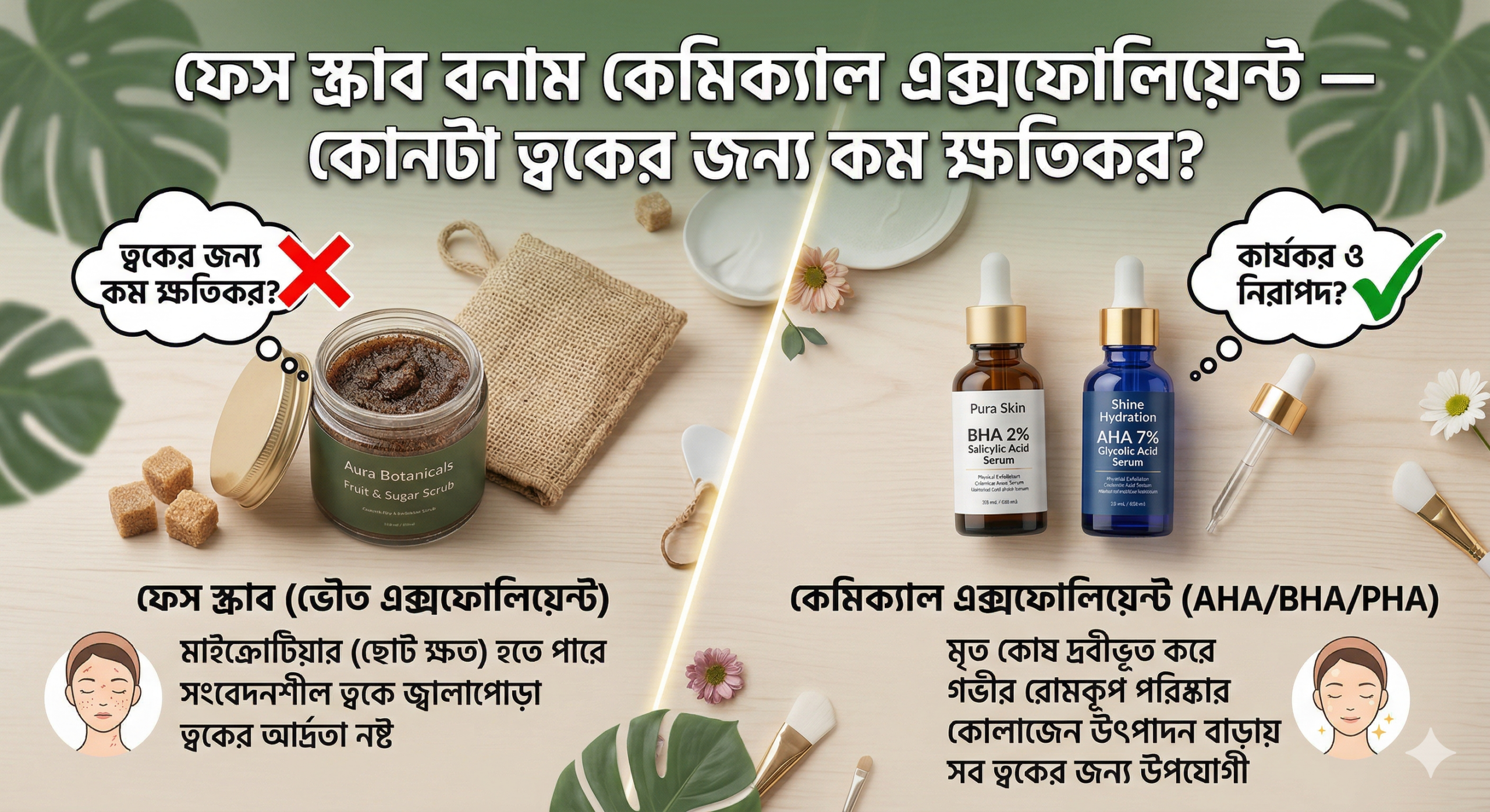 ফেস স্ক্রাব বনাম কেমিক্যাল এক্সফোলিয়েন্ট