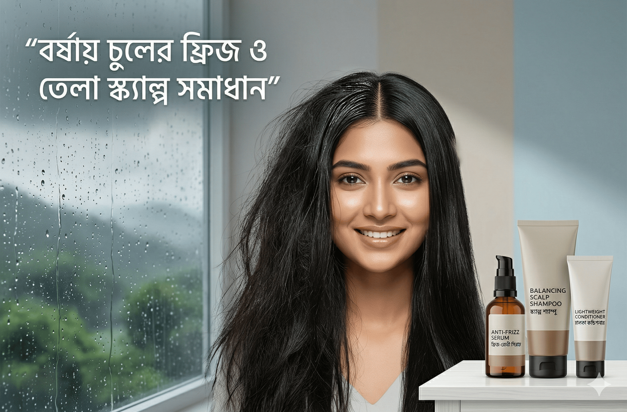 বর্ষায় চুলের ফ্রিজ ও তেলা স্ক্যাল্প সমাধান
