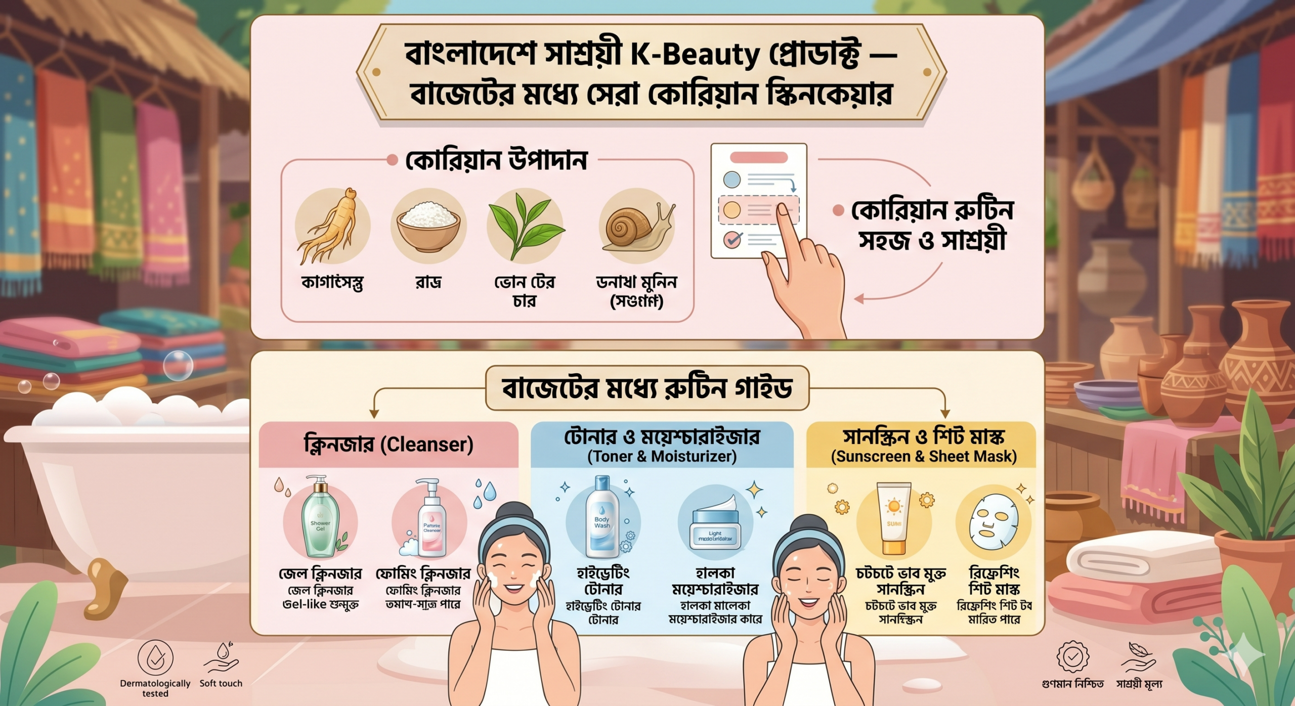 বাংলাদেশে সাশ্রয়ী K-Beauty প্রোডাক্ট — বাজেটের মধ্যে সেরা কোরিয়ান স্কিনকেয়ার