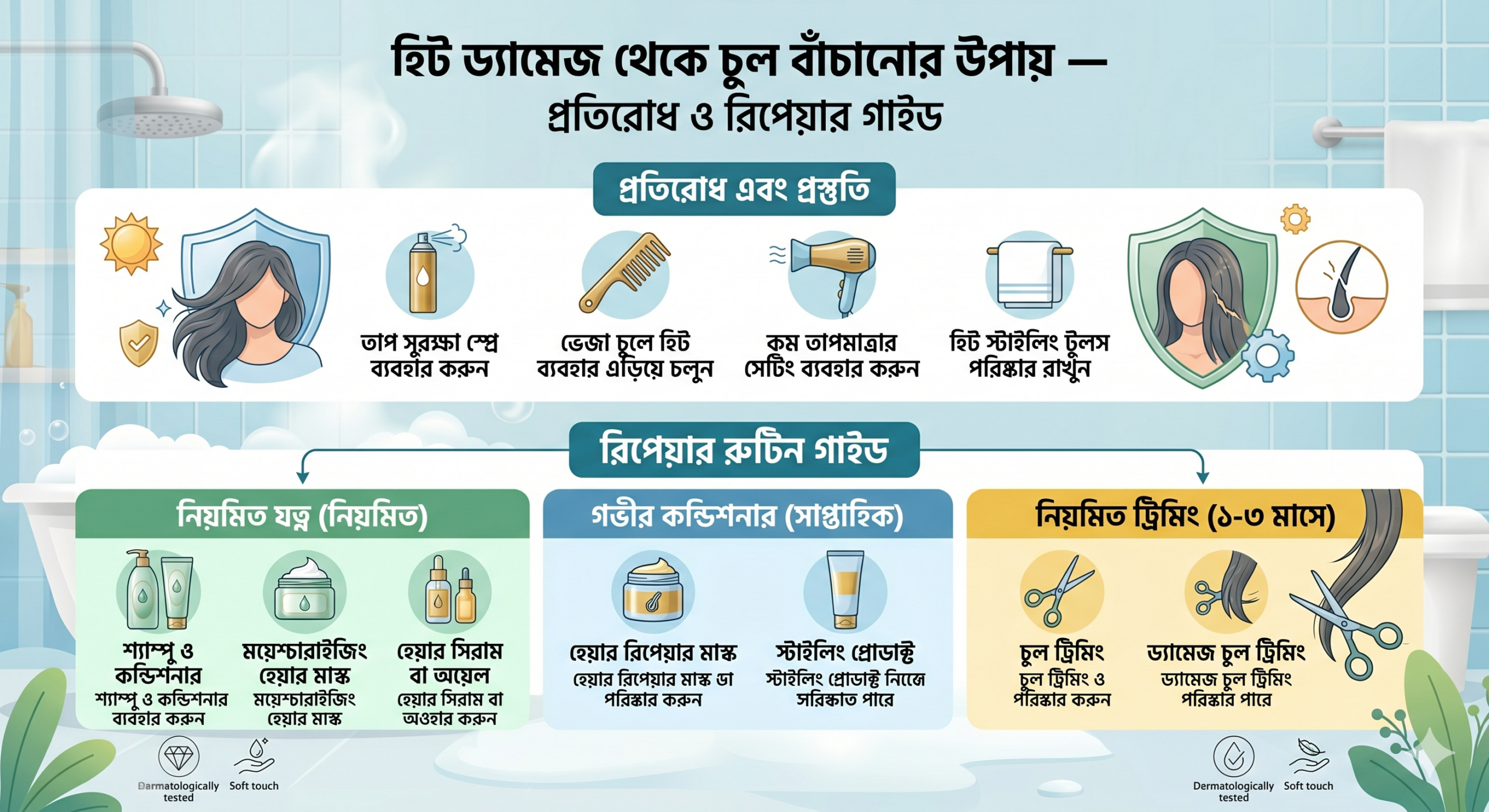 হিট ড্যামেজ থেকে চুল বাঁচানোর উপায়