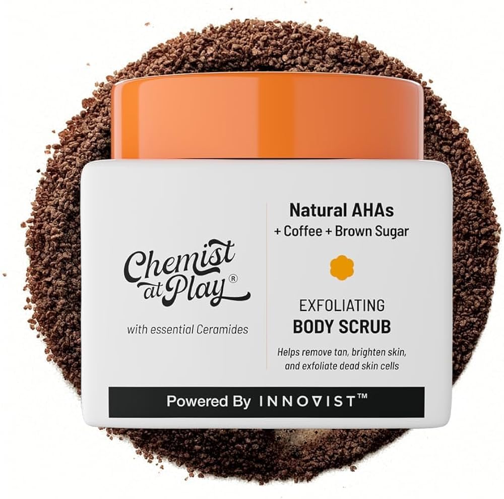 Chemist at Play Exfoliating Body Scrub containing natural AHAs, coffee, and brown sugar Chemist at Play Exfoliating Body Scrub containing natural AHAs, coffee, and brown sugar